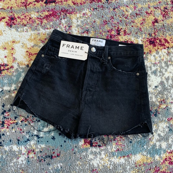Frame Denim Pants - FRAME Le Original Black Denim Shorts Size 25 NEW
